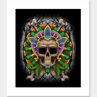 Skull with headdress Posters and Art